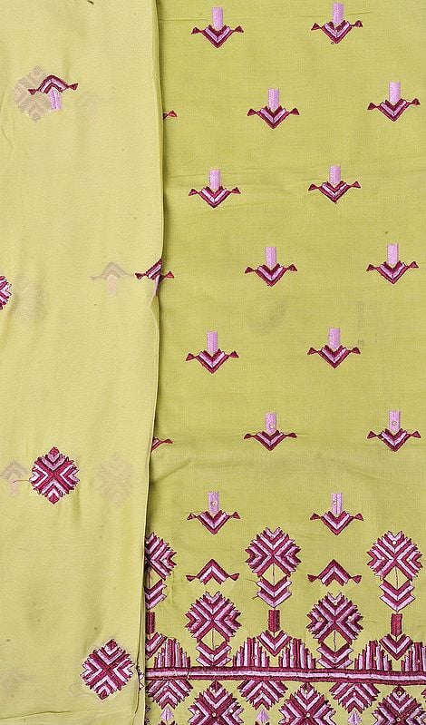 Phulkari Salwar Kameez Fabric From Punjab with Aari Embroidery