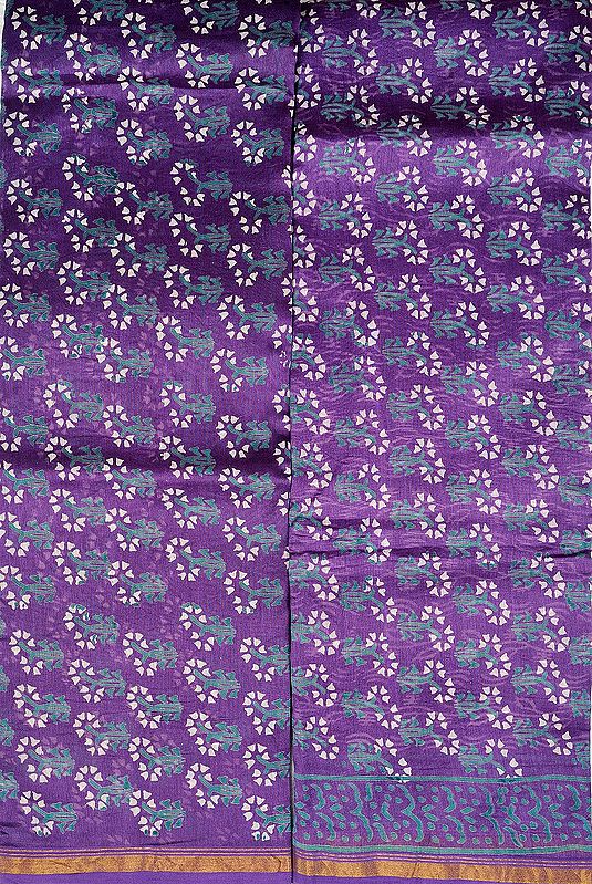Prism-Violet Block-Printed Chanderi Salwar Kameez Fabric