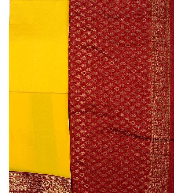 Jester-Red Banarasi Salwar Kameez Fabric with All-Over Woven Bootis