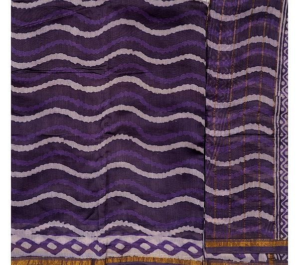 Purple and Mauve Printed Leheria Chanderi Salwar Kameez Suit Fabric
