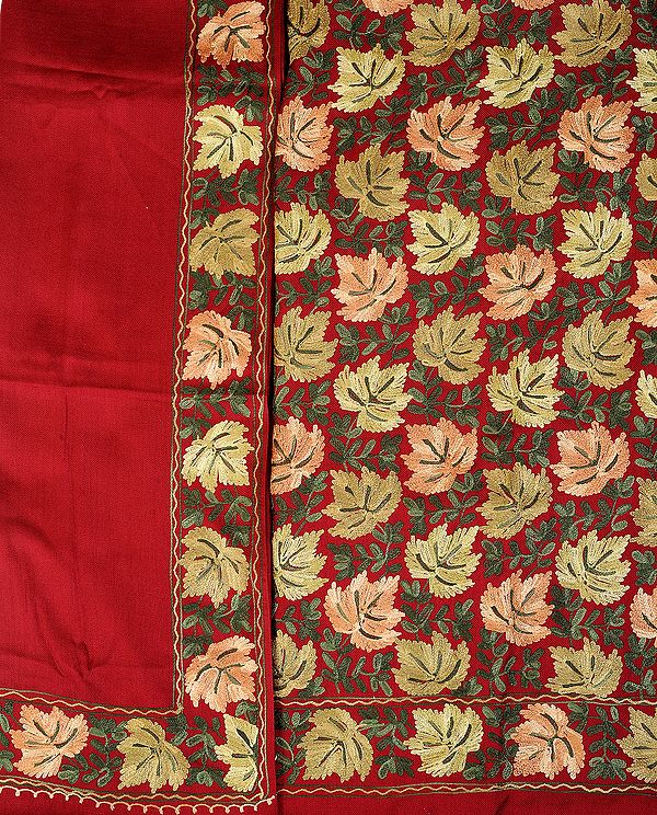 Salwar Kameez Fabric from Amritsar with Aari-Embroidered Maple Leaves