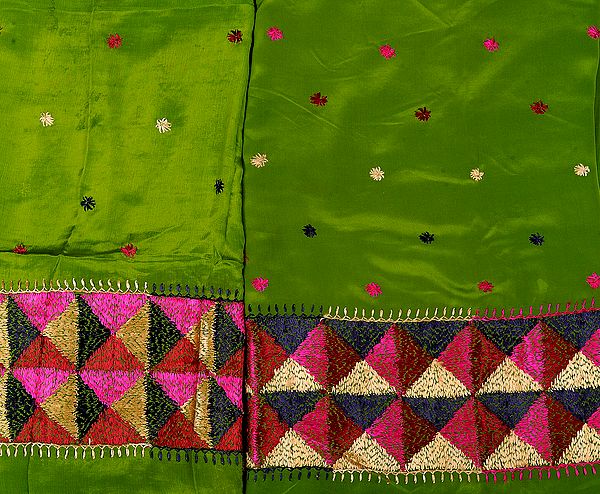 Phulkari Salwar Kameez Fabric Hand-Embroidered in Punjab