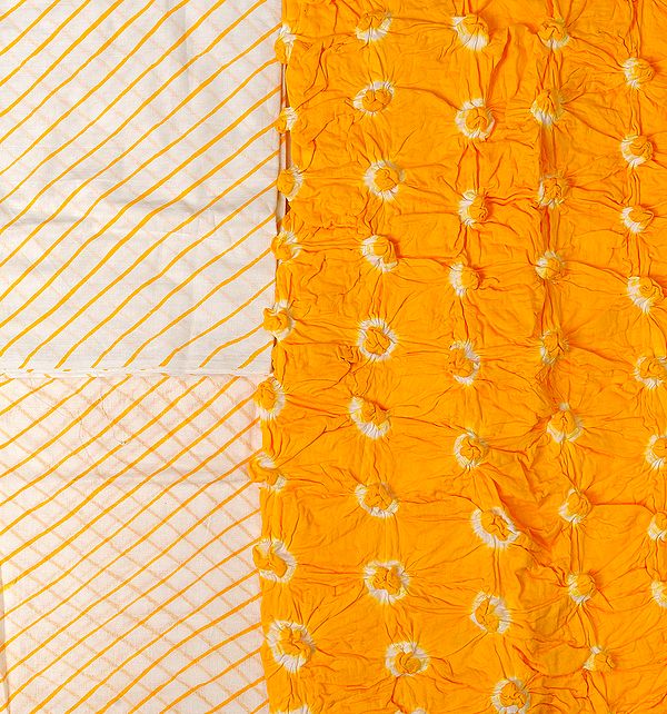 Banana-Yellow Bandhani Tie-Dye Salwar Kameez Fabric from Gujarat