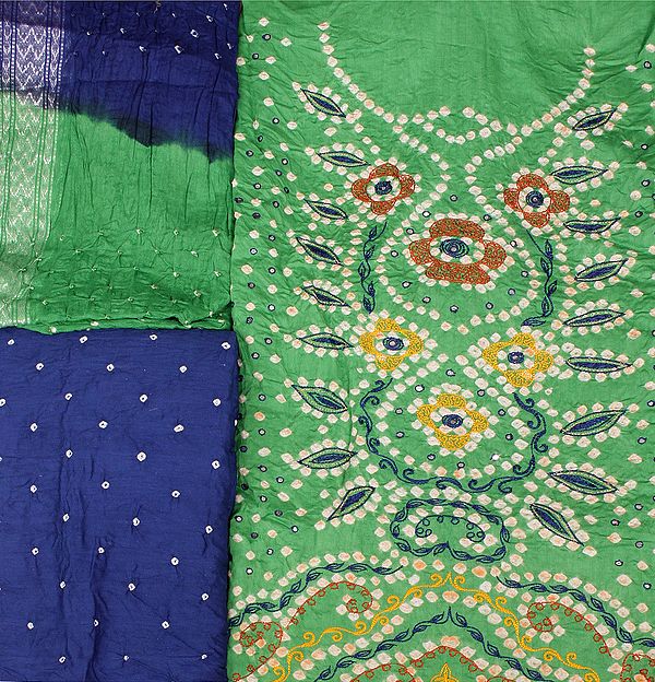 Bandhani Salwar Kameez Fabric from Gujarat with Embroidery and Mirrors