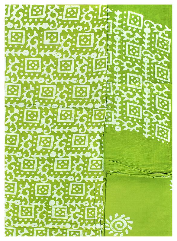 Green-Tea Batik-Dyed Salwar Kameez Fabric