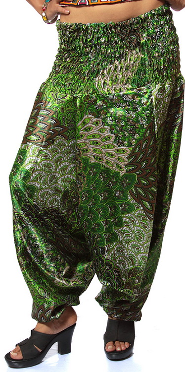 Printed Green Harem Trousers