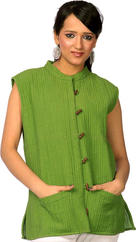 Lime-Green Layered Reversible Waistcoat
