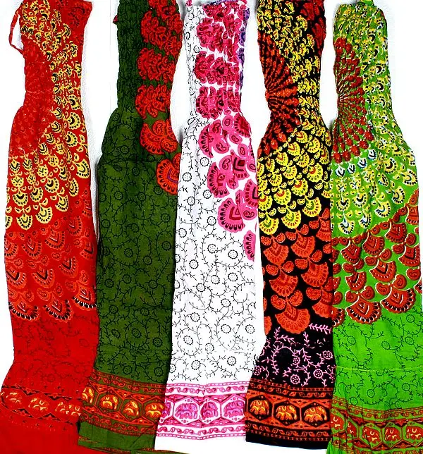 Lot of Five Block-Printed Skirts