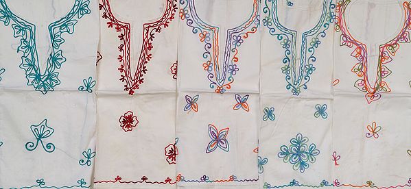 Lot of Five Kashmir Tops for Children with Aari Embroidery