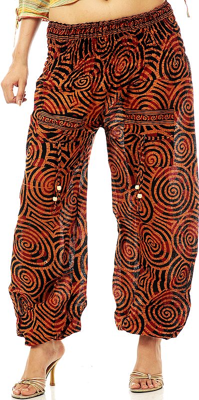 Brown and Black Printed Yoga Trousers