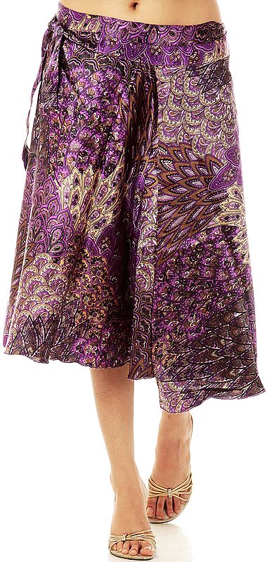 Purple Wrap-Around Printed Skirt