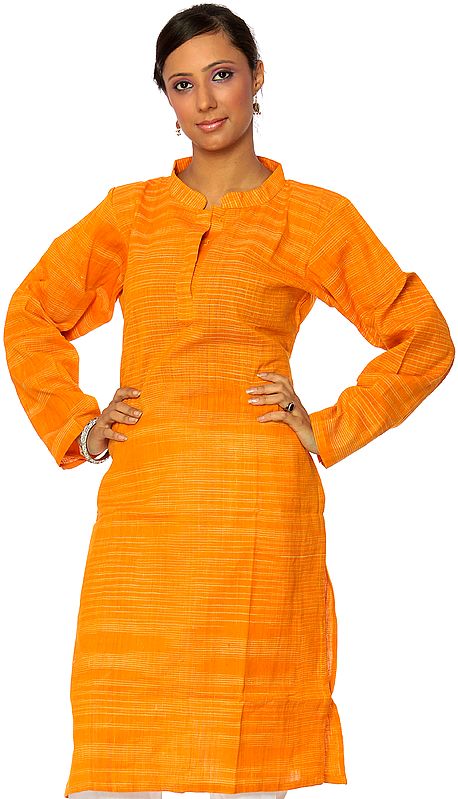 Orange Hand-woven Khadi Kurta