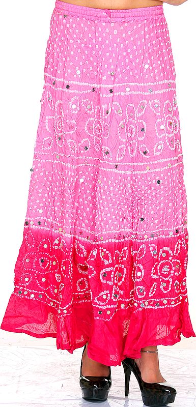 Pink Shaded Bandhani Skirt