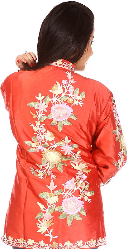 Rose of Sharon Jacket from Kashmir with Aari Embroidered Flowers ...