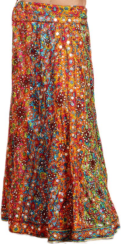 Multi-Color Printed Lehenga from Rajasthan with Sequins