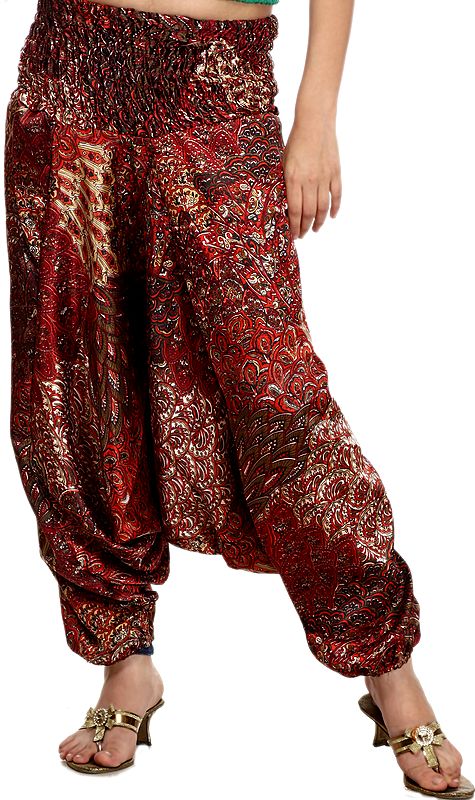 Chilli-Pepper Red Printed Harem Trousers