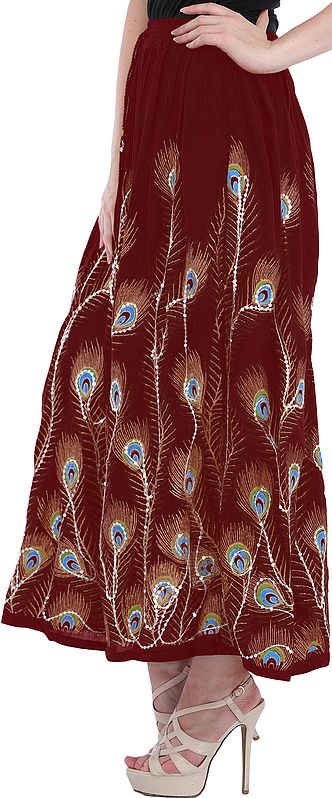 Navy Blue Peacock Skirt