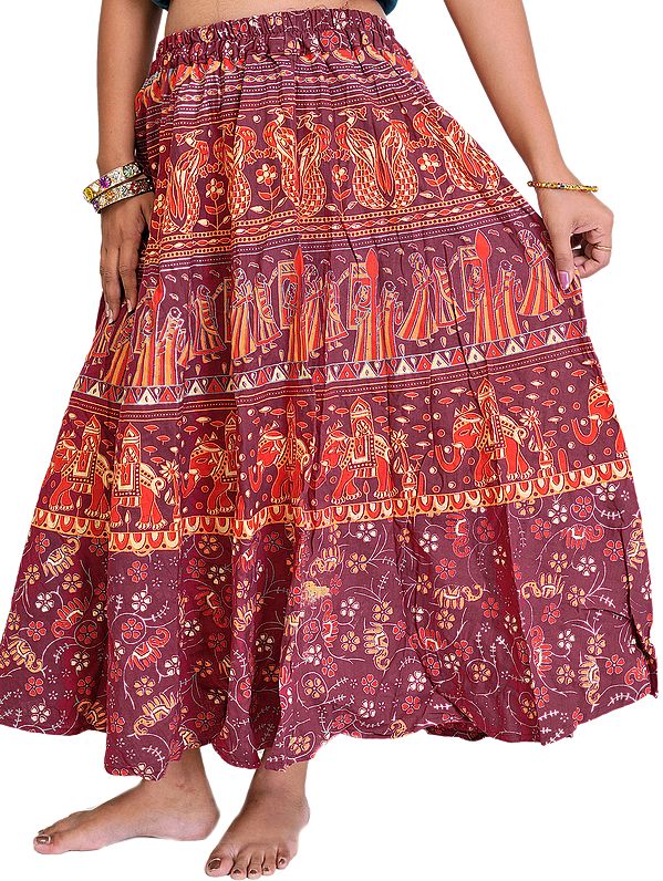 Sanganeri Midi Skirt from Jodhpur with Printed Marriage Procession