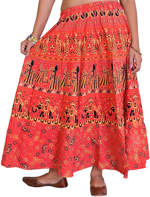 Sanganeri Skirt from Jodhpur with Printed Marriage Procession