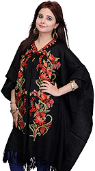 Kashmiri Cape with Aari Embroidered Flowers by Hand