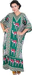 Batik Kaftan with Printed Camels and Dori at waist