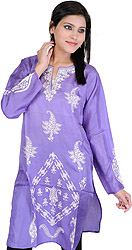 Kurti from Kashmir with Aari Embroidered Paisleys by Hand