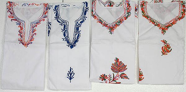 Lot of Four Long Tops with Kashmiri Aari Embroidery