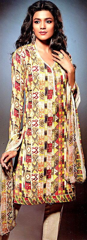 Yellow Salwar Kameez Suit with Digital Print