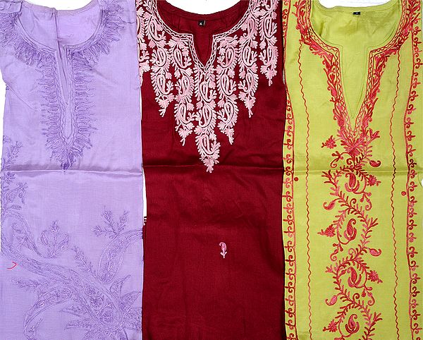 Lot of Three Tops with Kashmiri Aari Embroidery
