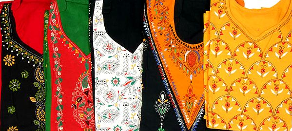 Lot of Five Tops with Kantha Embroidery from Bengal