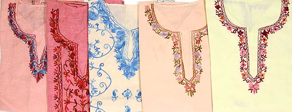 Lot of Five Tops with Kashmiri Aari Embroidery