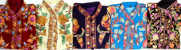Lot of Five Jackets with Aari Embroidery from Kashmir