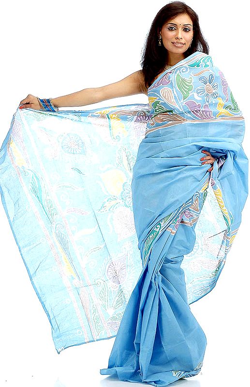 Azure Batik Sari from Bengal