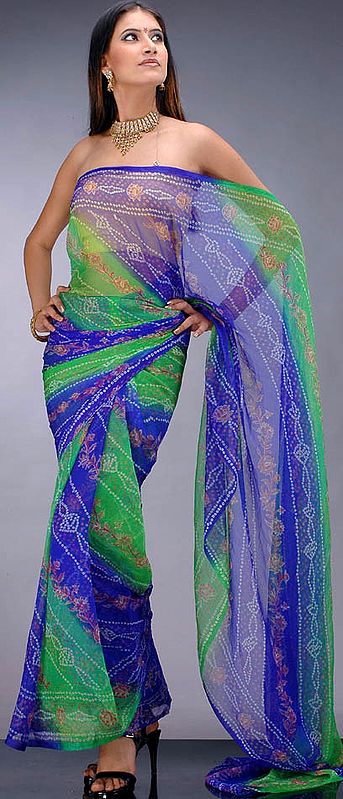 Bandhini Dyed Chiffon Sari from Gujarat