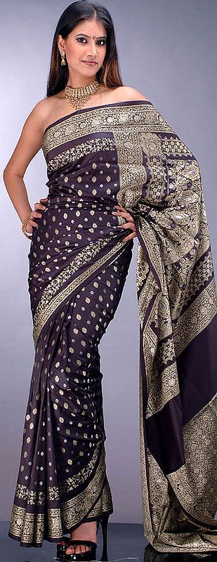 Black Banarasi Sari with All-Over Bootis