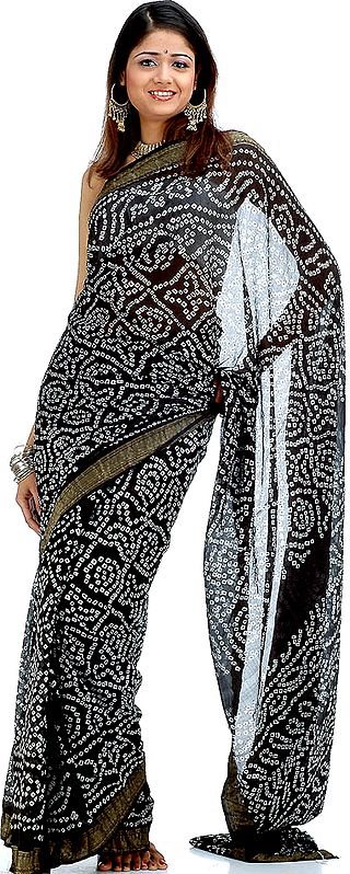 Black Bandhani Sari from Jaipur