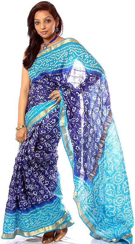 Blue Bandhani Gharchola Sari from Gujarat