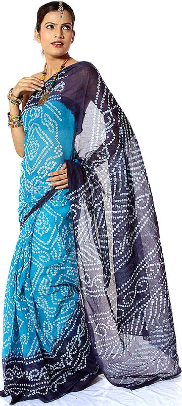 Blue Bandhani Sari from Rajasthan
