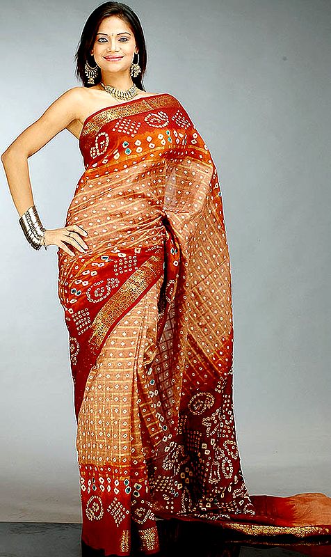 Brown Gharchola Sari from Gujarat