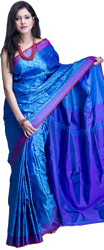 Capri-Breeze Handloom Sari from Banaras with Weave in Self