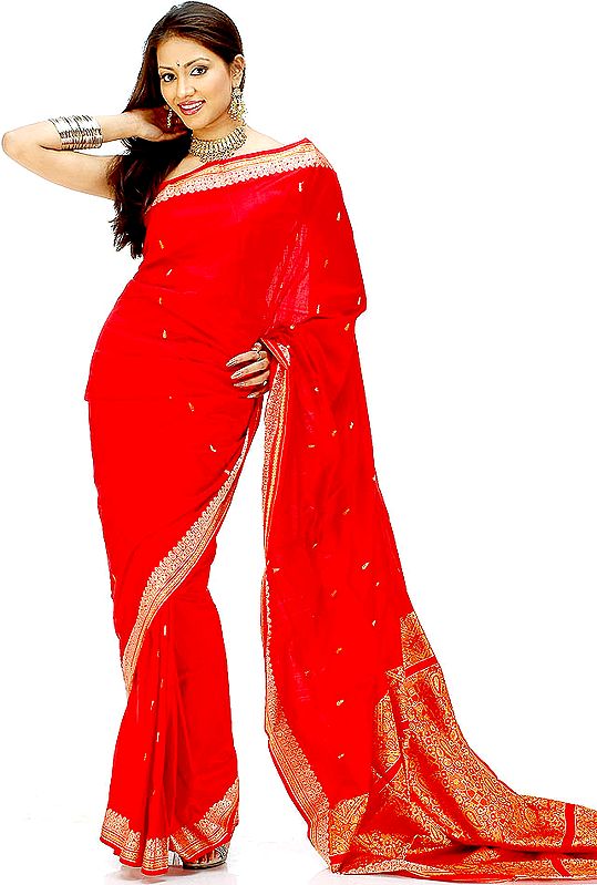 Cardinal Red Bangalore Silk Sari