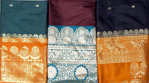 Lot of Three Saris from Bangalore with Woven Bootis