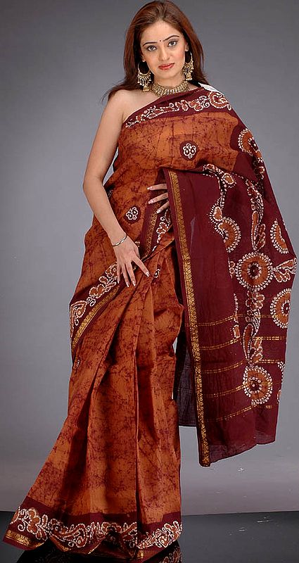 Coffee and Copper Batik Sari
