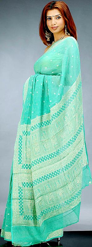 Emerald Crush Sari with Bootis