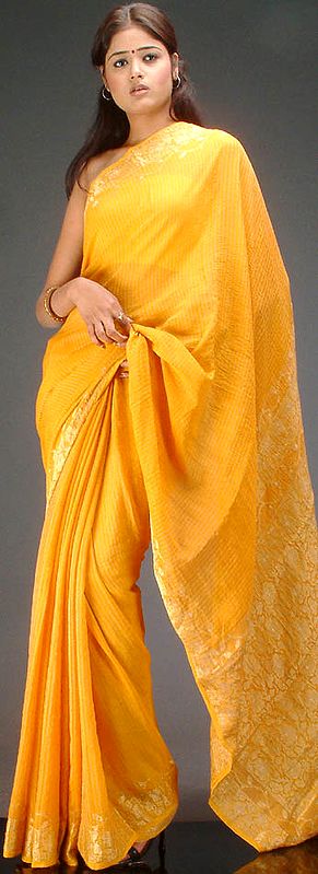 Golden Crush Sari from Banaras