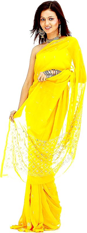 Goldenrod Sari with Sequins