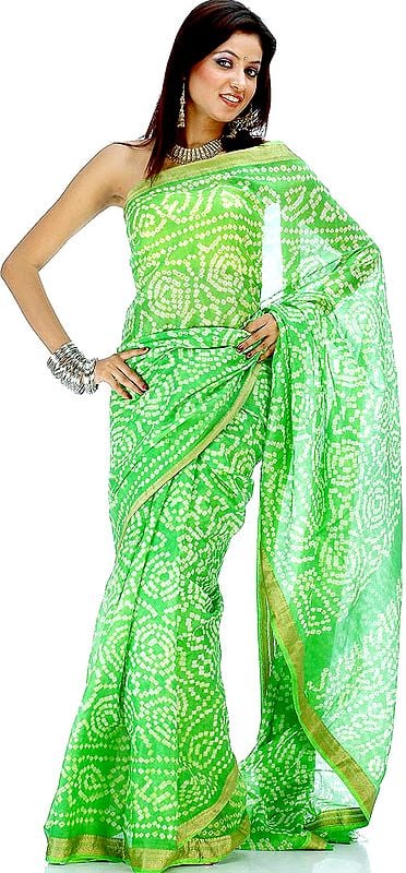 Green Gujarati Bandhini Sari