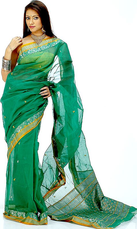 Green Handwoven Organza Sari