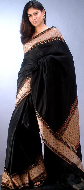 Hand-Woven Black Banarasi Sari