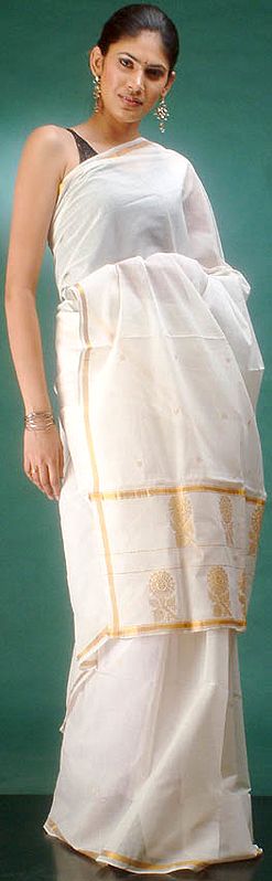 Kasavu Cotton Sari from Kerala